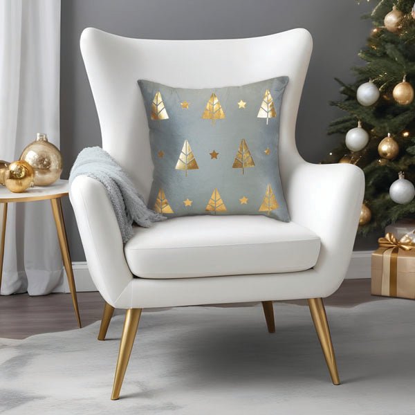 18" Gold Tree Motif Square Pillow - #themonogram manor #
