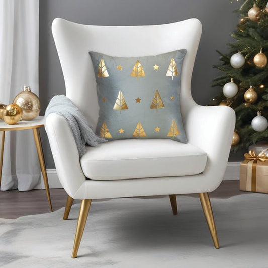 18" Gold Tree Motif Square Pillow - #themonogram manor #