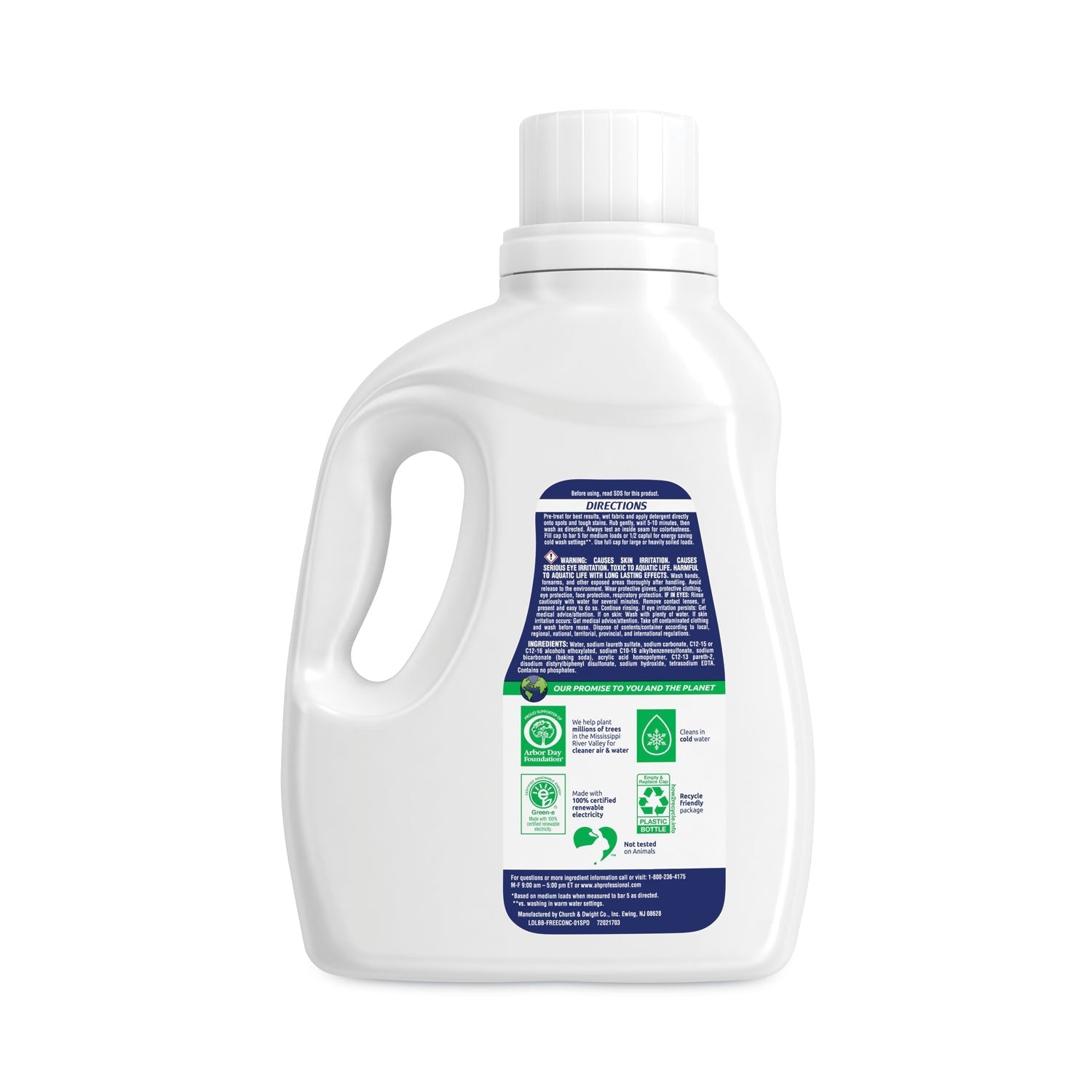 Arm & Hammer HE Compatible Liquid Detergent, Unscented, 67.5 oz Bottle, 6/Carton - themonogram manor 