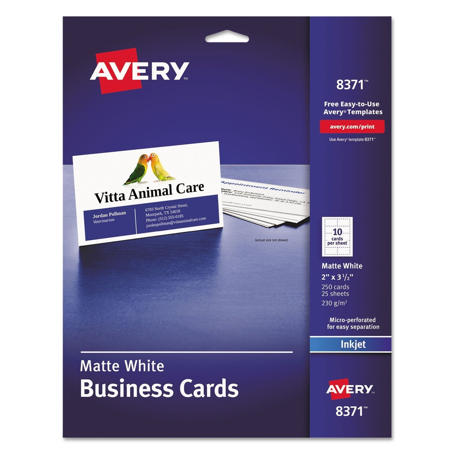 Avery Printable Microperforated Business Cards w/Sure Feed Technology, Inkjet, 2 x 3.5, White, 250 Cards, 10/Sheet, 25 Sheets/Pack - themonogram manor 