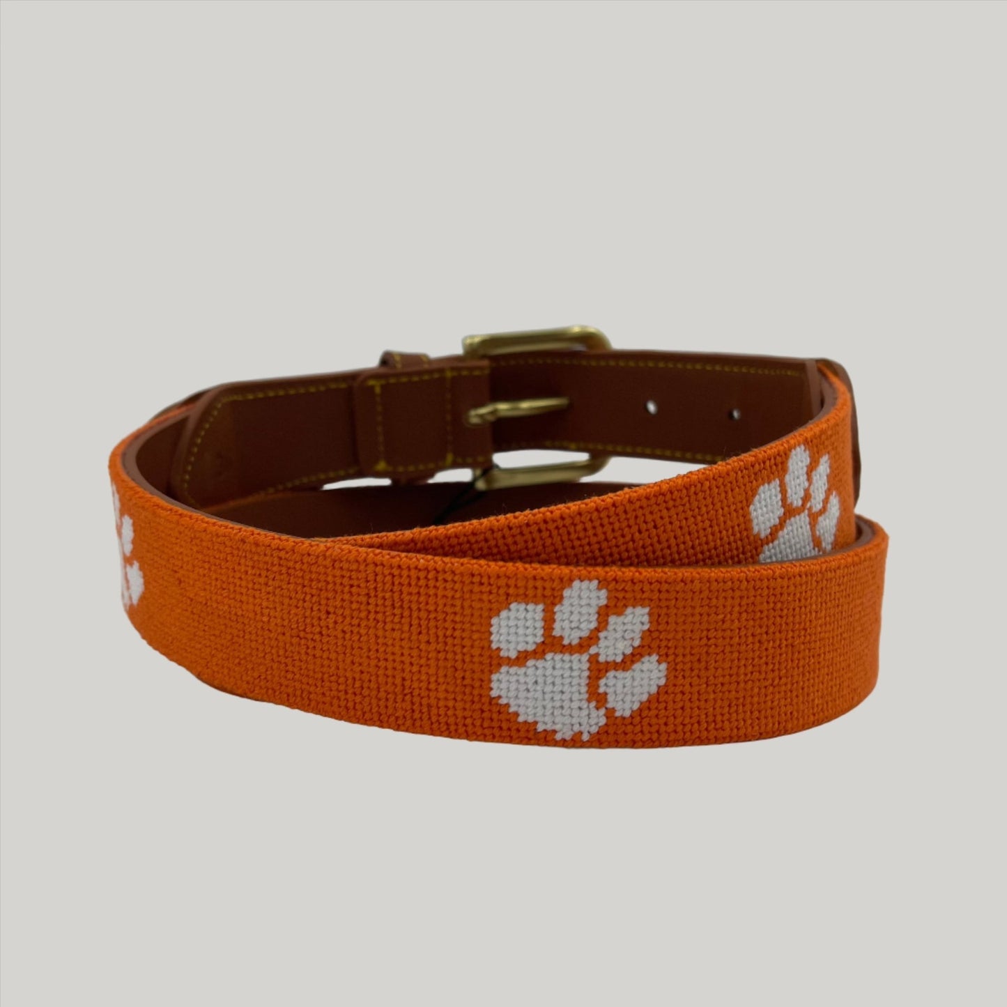 Clemson University Tigers - Officially Licensed - Hand - stitched Needlepoint Belt - themonogram manor 
