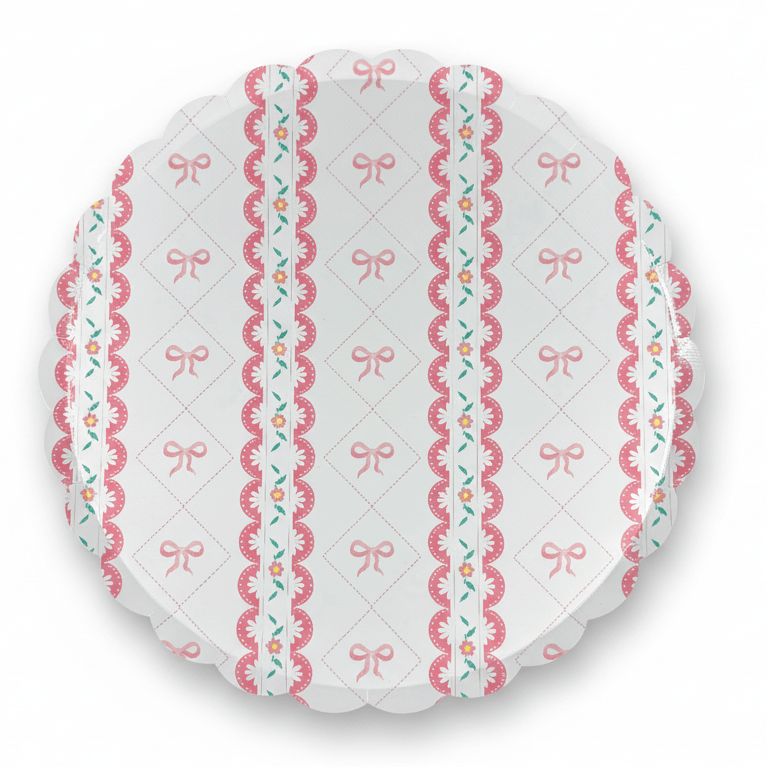 Pink Bow Coquette Large Plates 10" (8 pack) - themonogram manor 