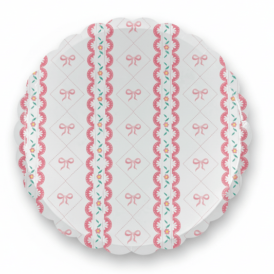 Pink Bow Coquette Large Plates 10" (8 pack) - themonogram manor 