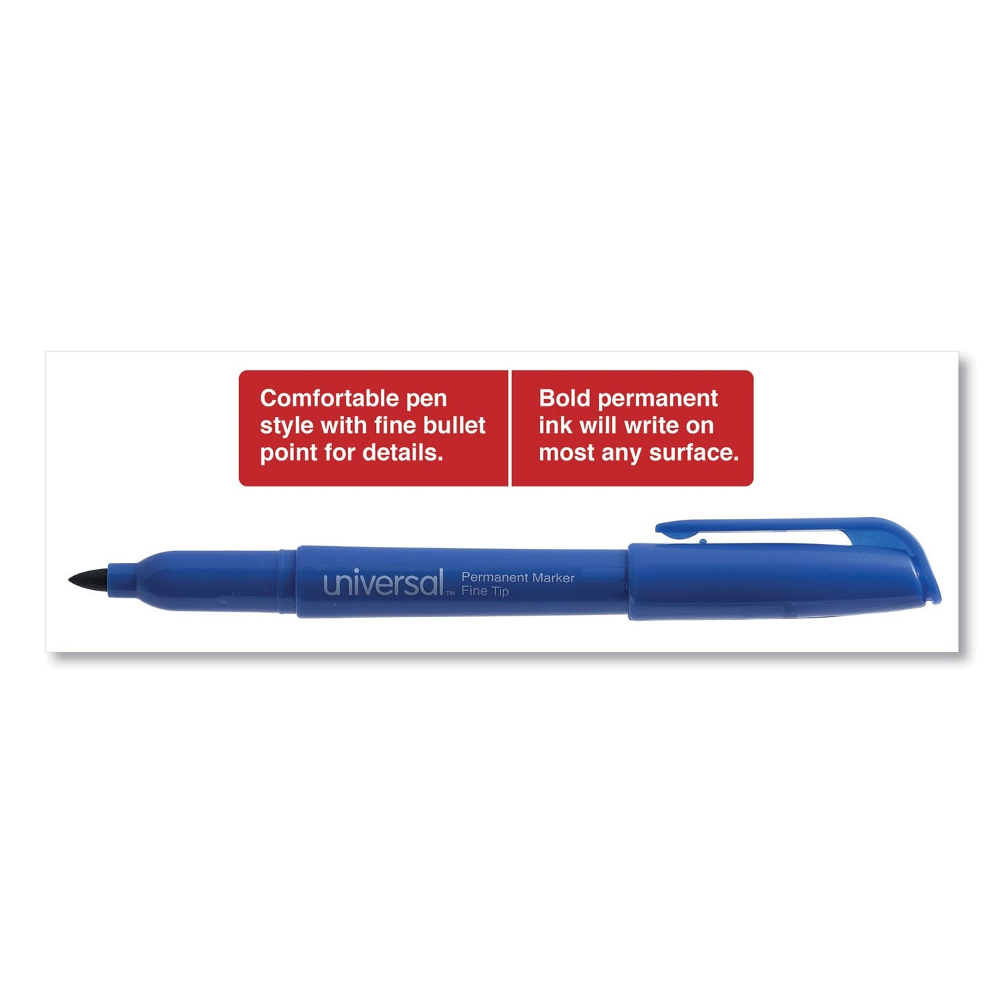 Universal Pen - Style Permanent Marker, Fine Bullet Tip, Blue, Dozen - themonogram manor 