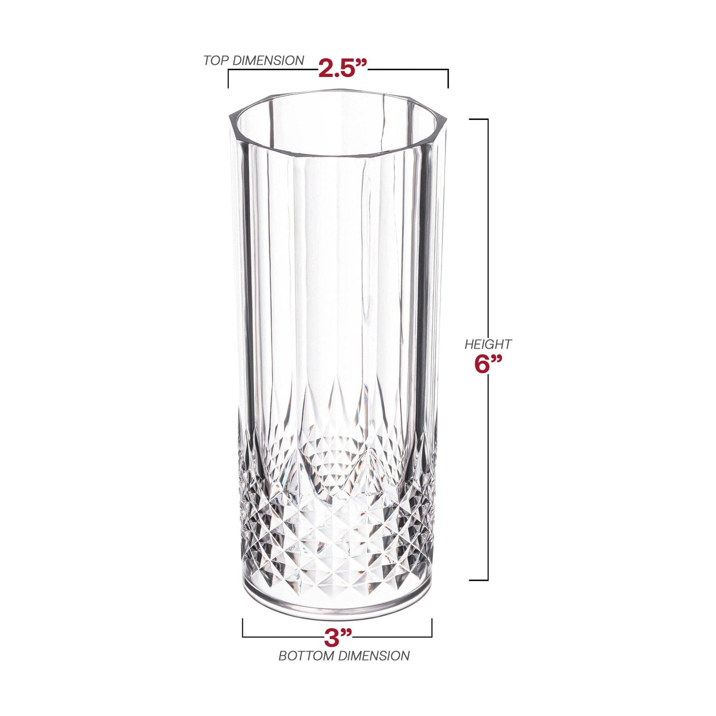 14 oz. Clear Cut High Ball Plastic Glasses - 12 pcs - themonogram manor 