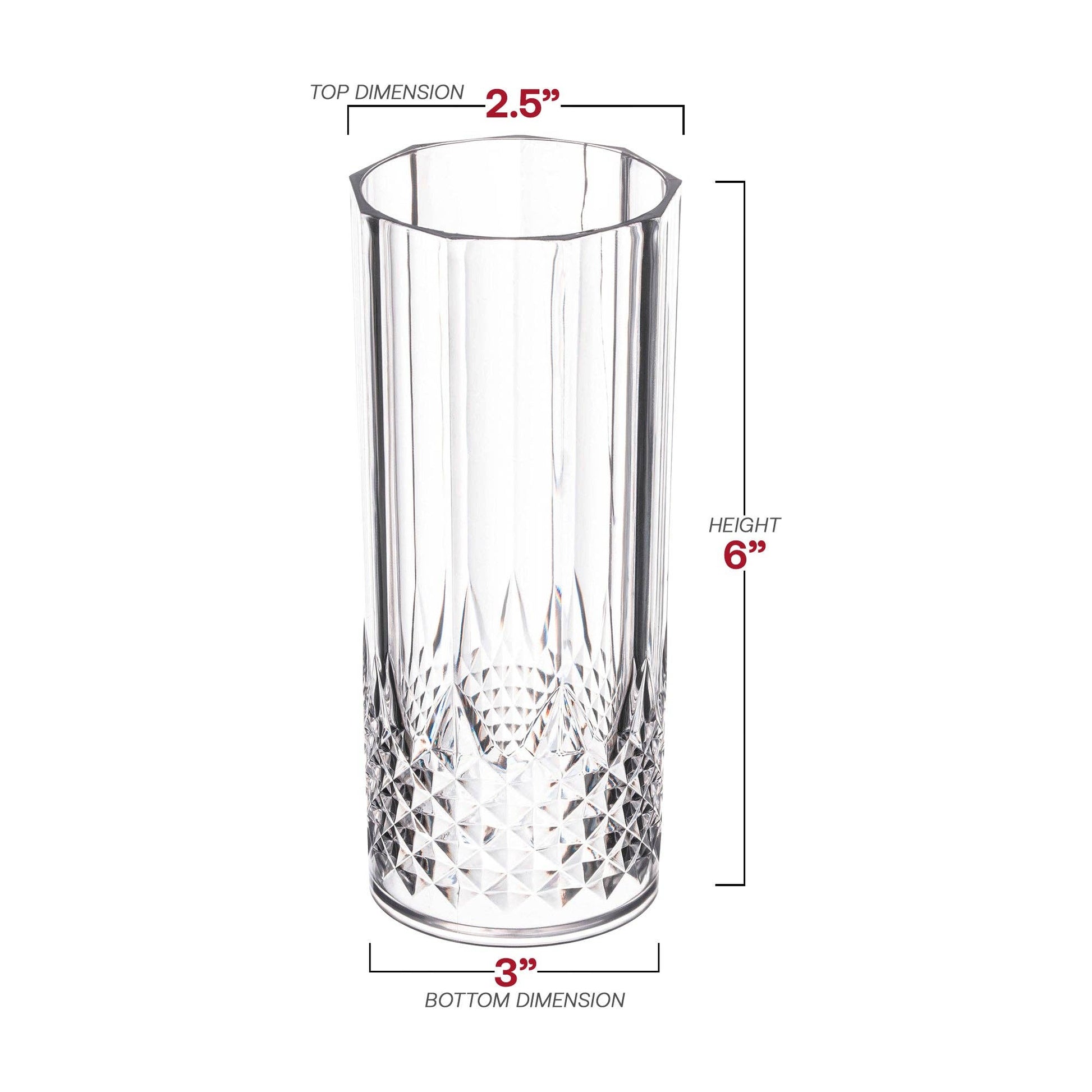 14 oz. Clear Cut High Ball Plastic Glasses - 12 pcs - themonogram manor 