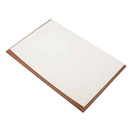 MOOG Leather Desk Pad With Wood Combination - White Leather - themonogram manor 