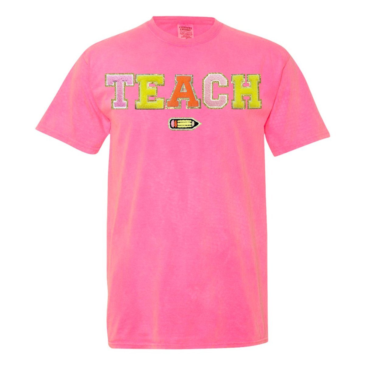 Teach Pencil Letter Patch T-Shirt - themonogram manor 