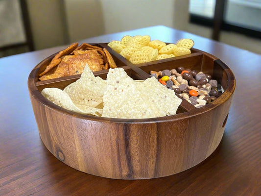 Rotating Lazy Susan Divided Round Tray - themonogram manor 