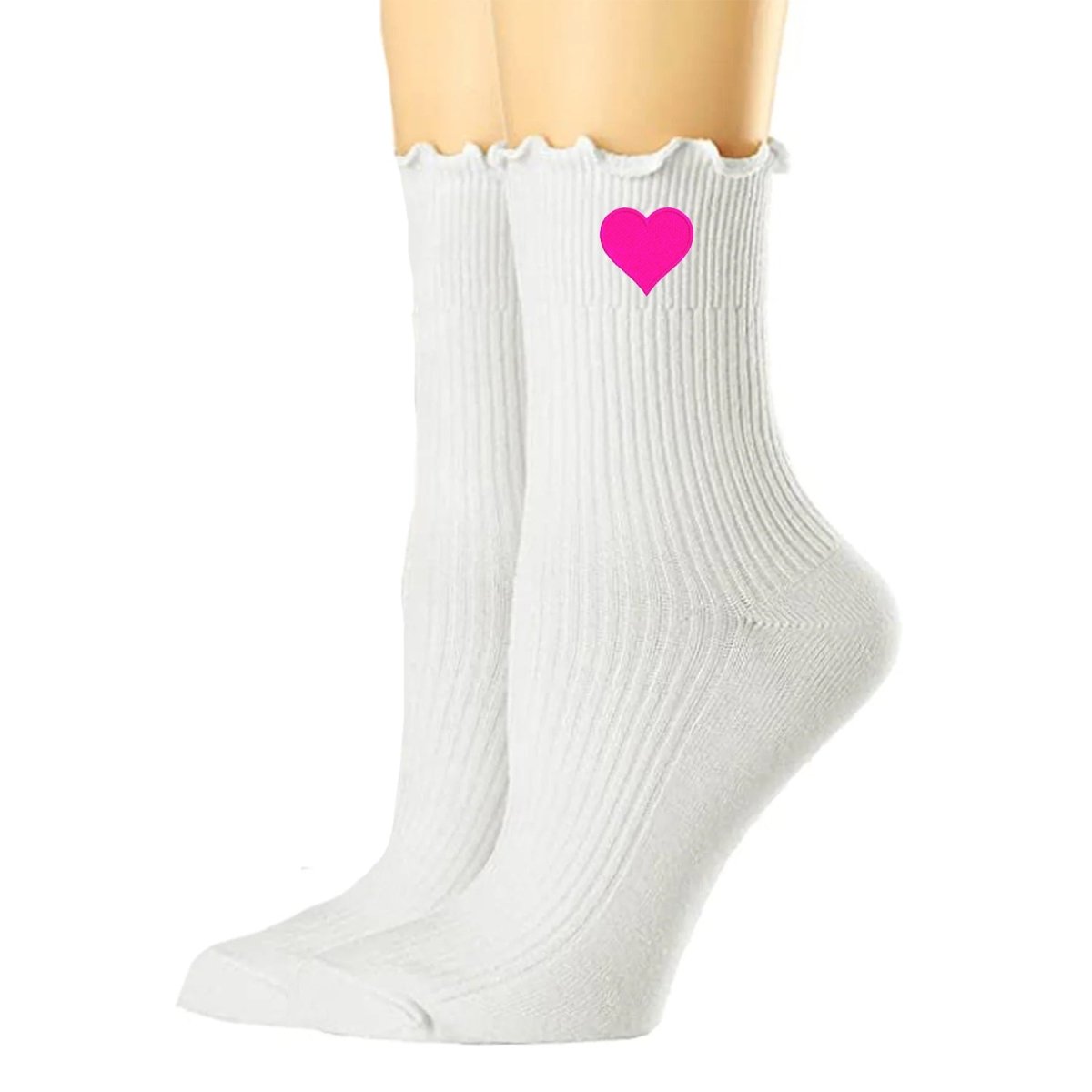 Embroidered Heart Ruffle Socks - themonogram manor 