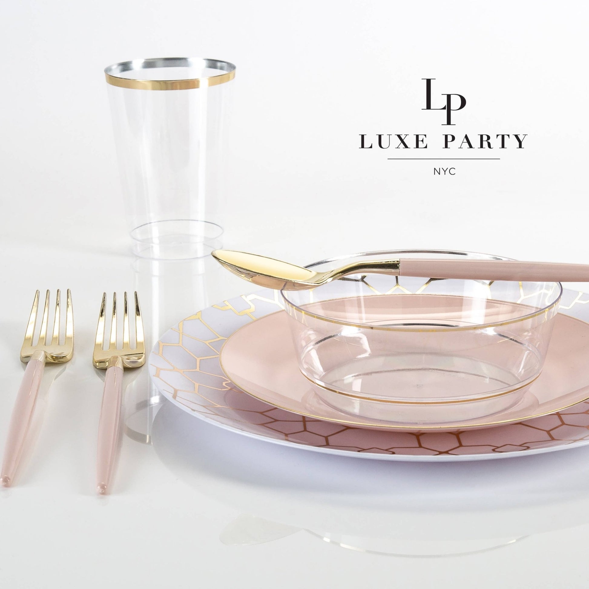 Blush • Gold Plastic Cutlery Set | 32 Pieces - themonogram manor 