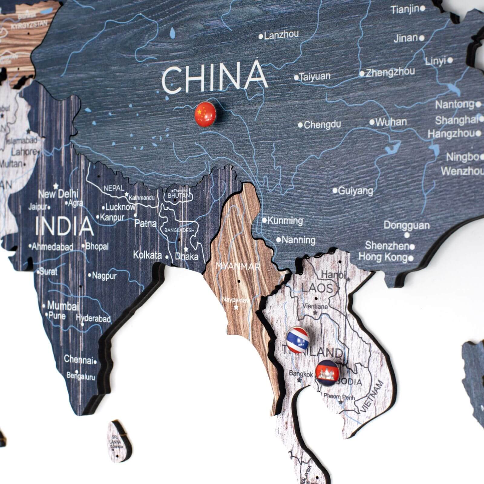 3D Luminous/Magnetic Colored Wooden World Map Mystery - themonogram manor 