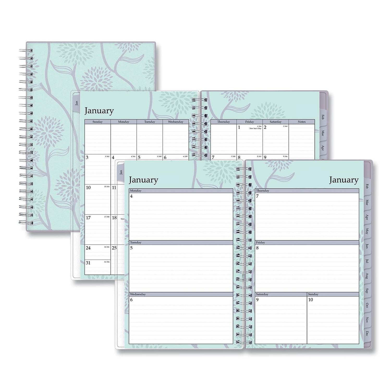 Blue Sky Rue Du Flore Weekly/Monthly Planner, Rue Du Flore Artwork, 8 x 5, Jade/Lavender Cover, 12 - Month (Jan to Dec): 2023 - themonogram manor 