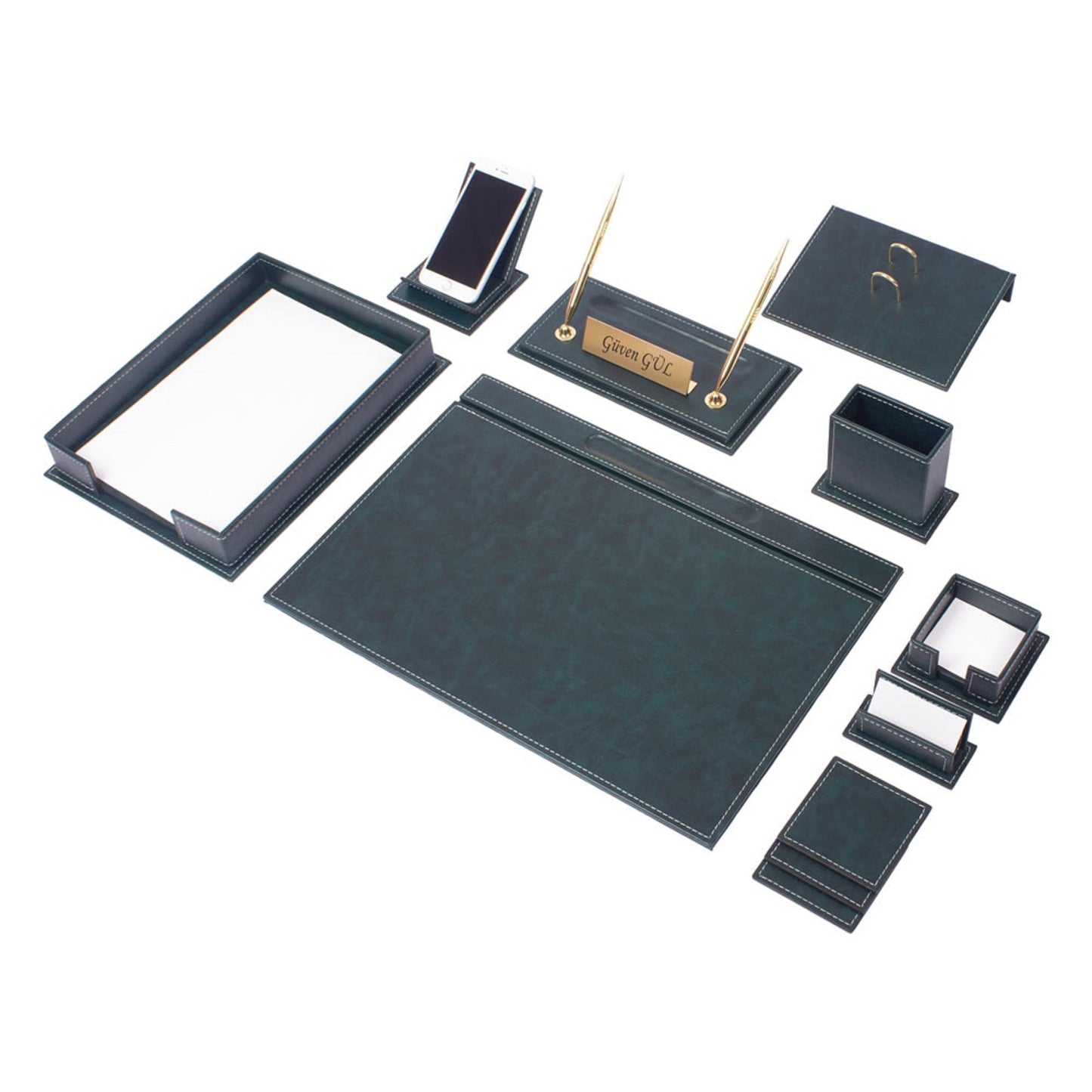 MOOG Luxury Desk Set - Single Document Tray - Green - 13 PCS - themonogram manor 