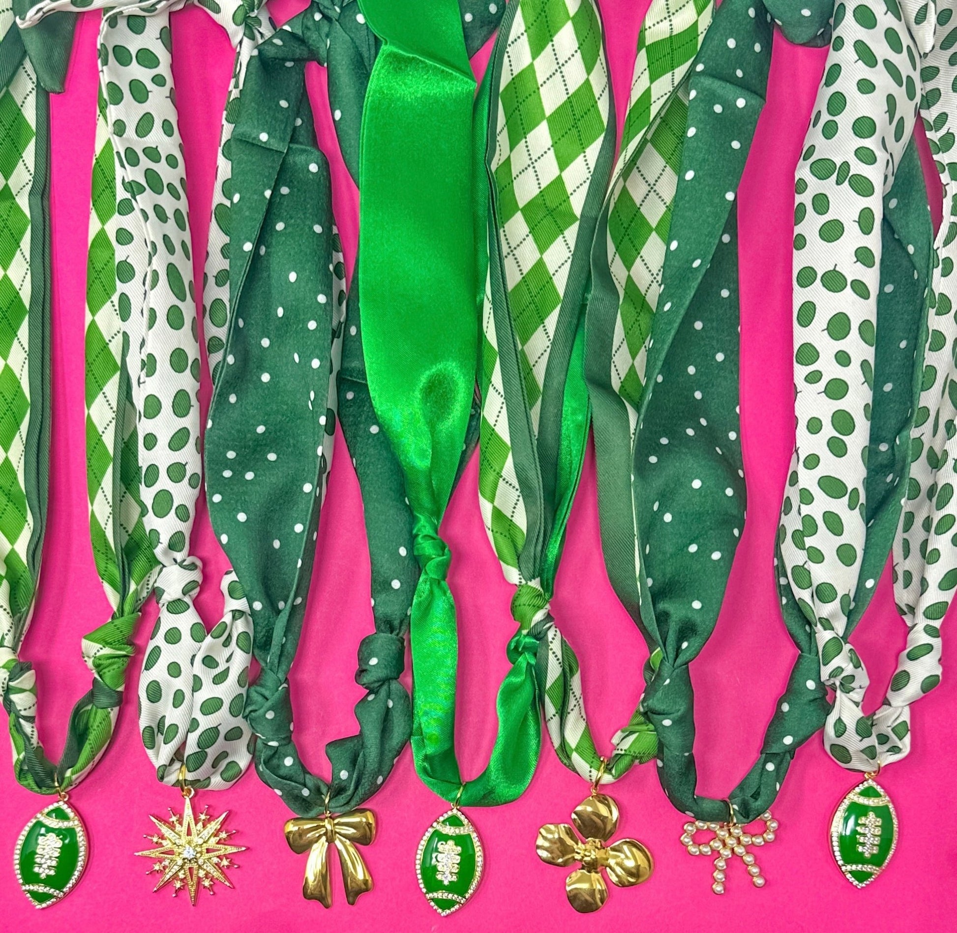 Game Day Scarf Charm Necklace - Green and Gold - themonogram manor 