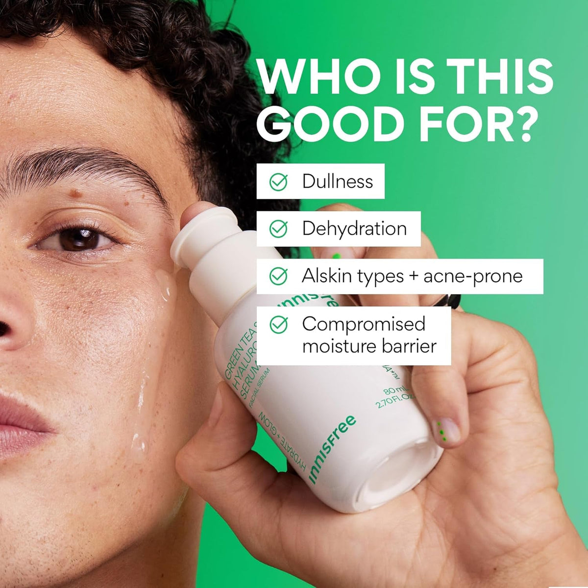 Innisfree Green Tea Seed Hyaluronic Serum with Panthenol and Niacinamide, Korean Face Serum for Hydration and Glow - themonogram manor 