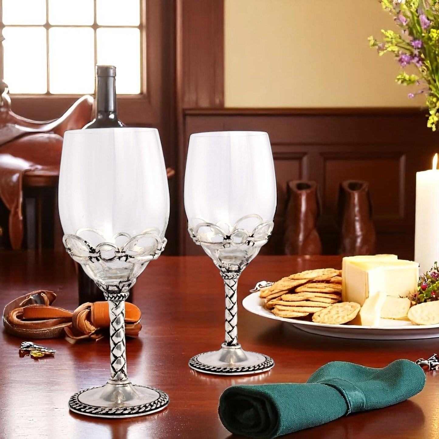 Equestrian Pair of Wine Glasses - themonogram manor 