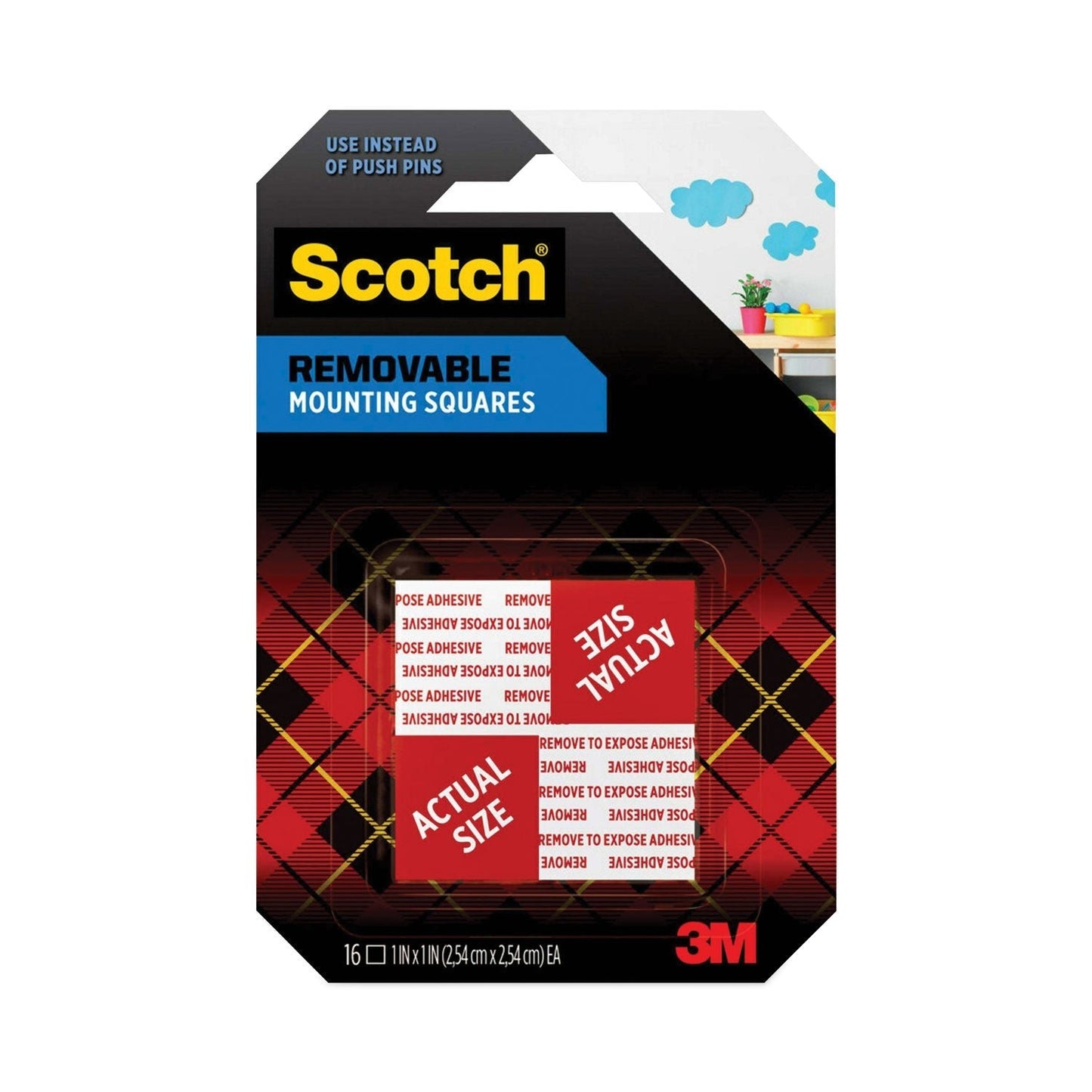 Scotch Precut Foam Mounting Squares, Removable, Double - Sided, Holds Up to 0.33 lb (2 Squares), 1 x 1, White, 16/Pack - themonogram manor 