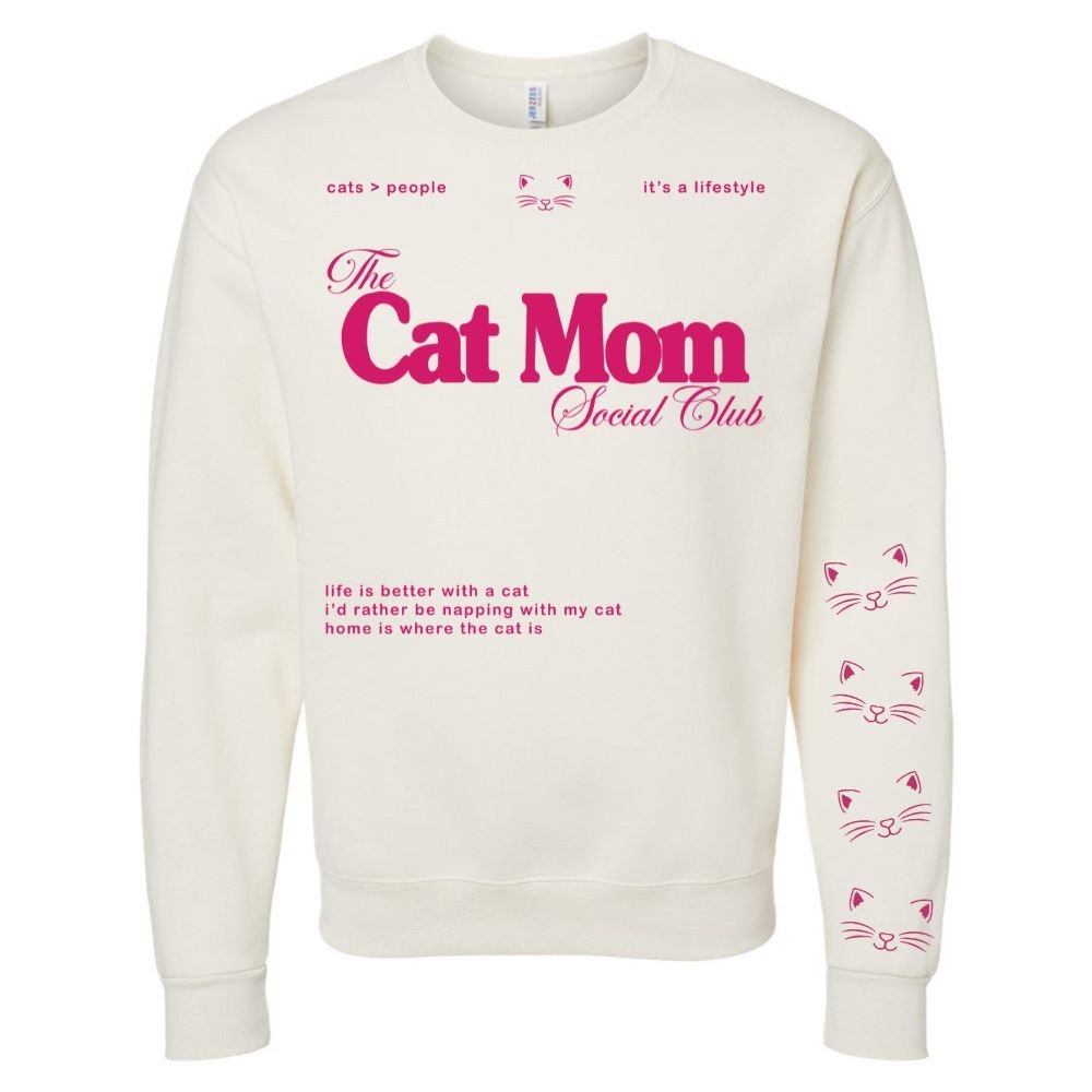 ‘Cat Mom Social Club' Crewneck Sweatshirt - themonogram manor 