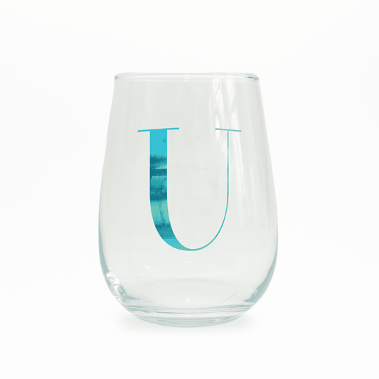 U Monogram Stemless Wine Glass - themonogram manor 