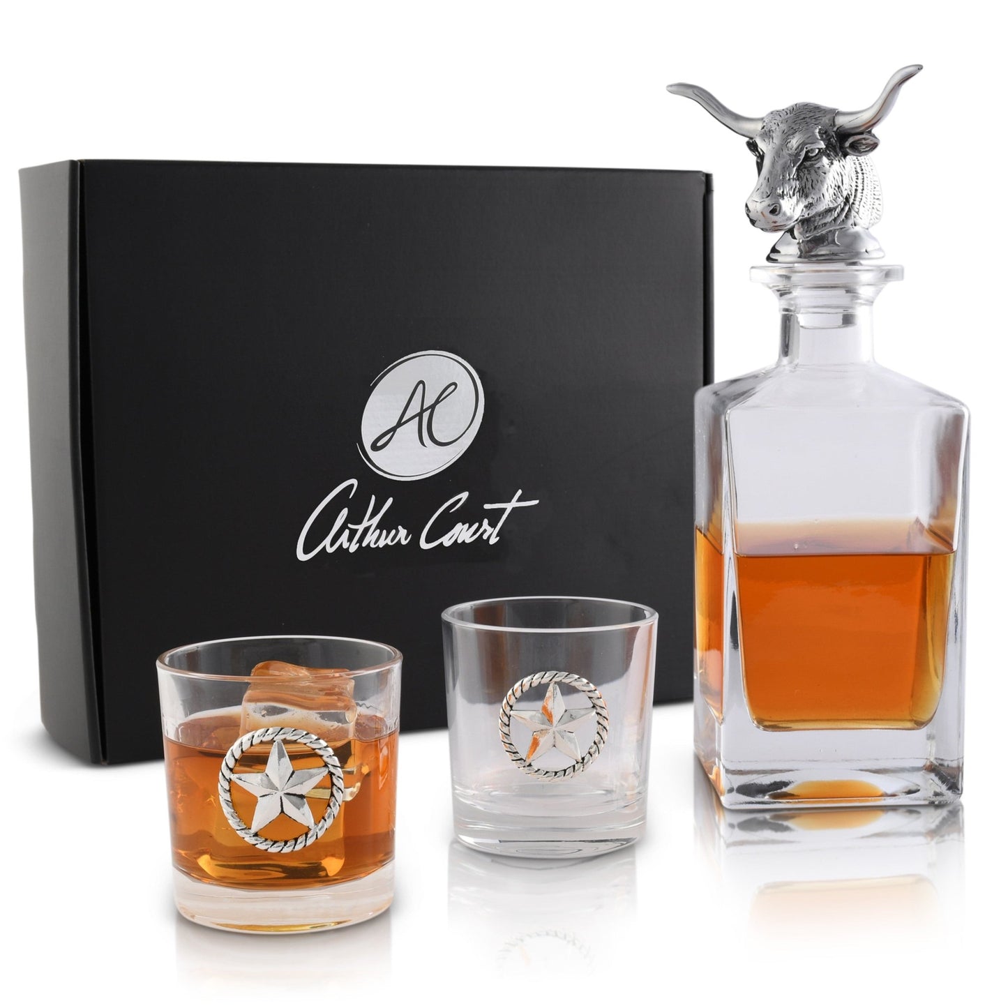 Longhorn Decanter Set with Pair of Glasses - themonogram manor 