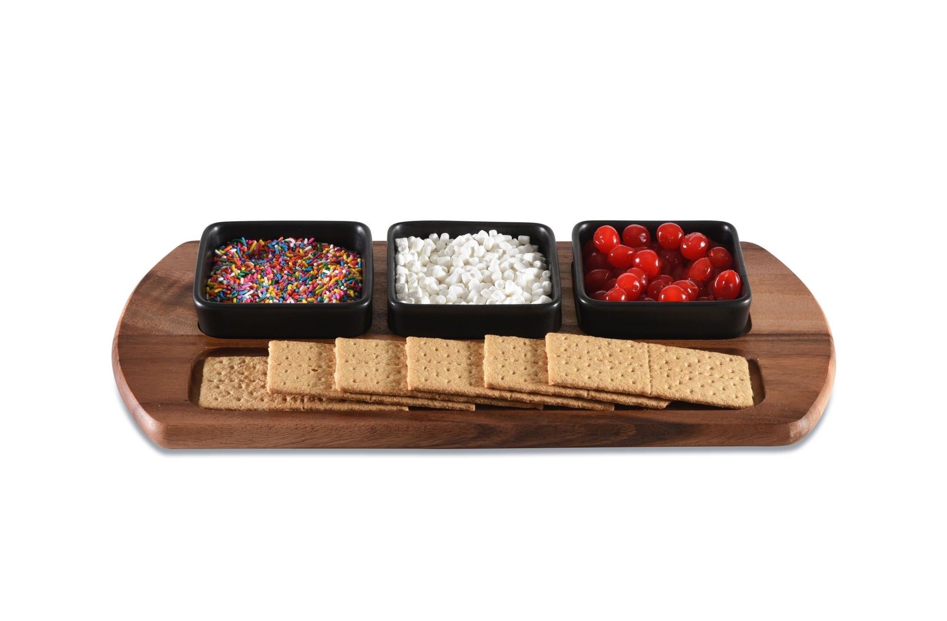 Charcuterie / Serving Tray w/ 3 Square Ceramic Bowls - themonogram manor 