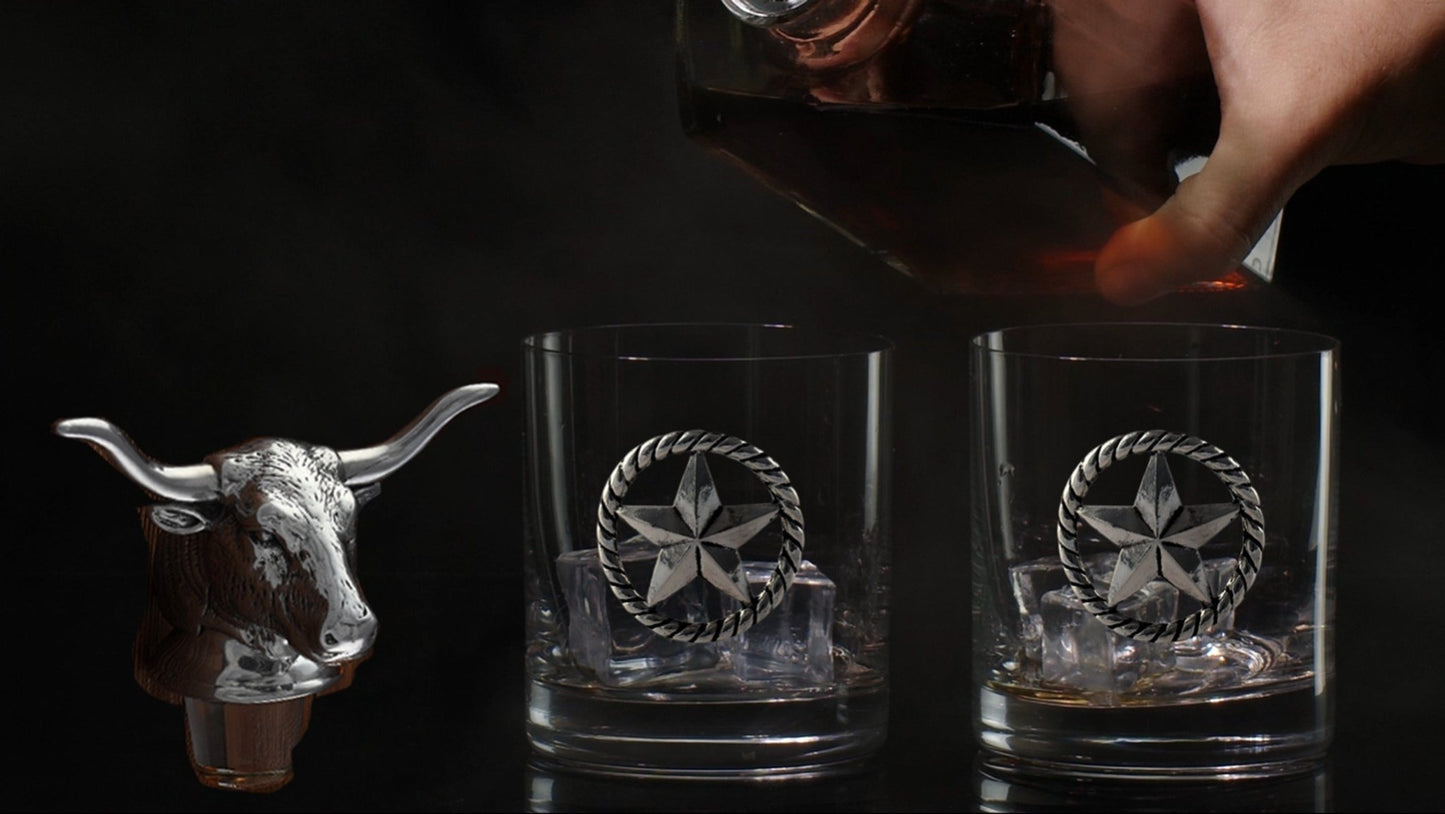 Longhorn Decanter Set with Pair of Glasses - themonogram manor 