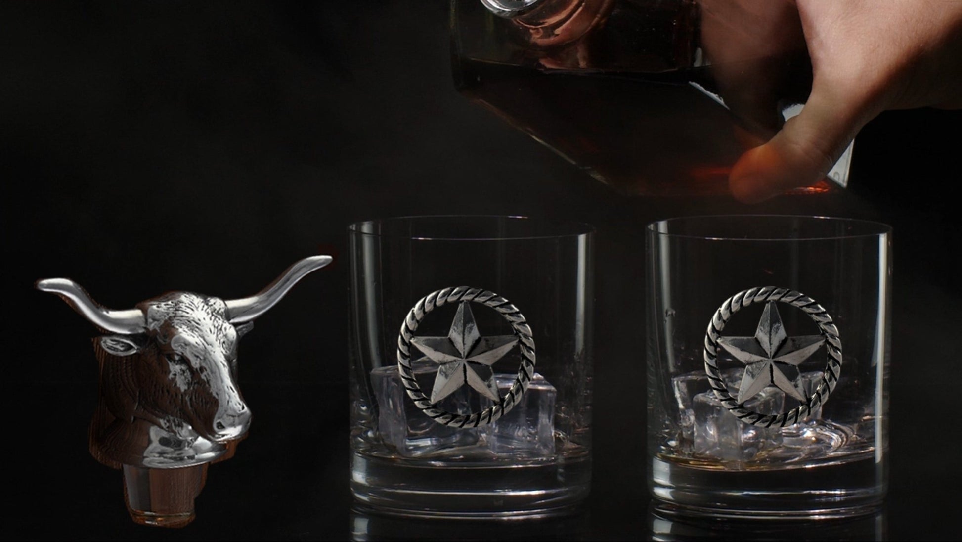 Longhorn Decanter Set with Pair of Glasses - themonogram manor 