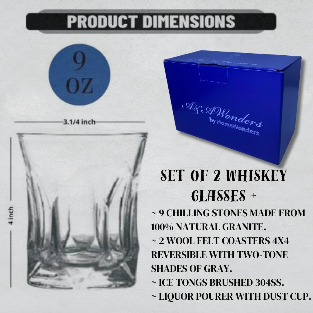 Whiskey Glasses 9oz Premium Scotch Glasses Set of 2 - Old Fashioned Whiskey - themonogram manor 