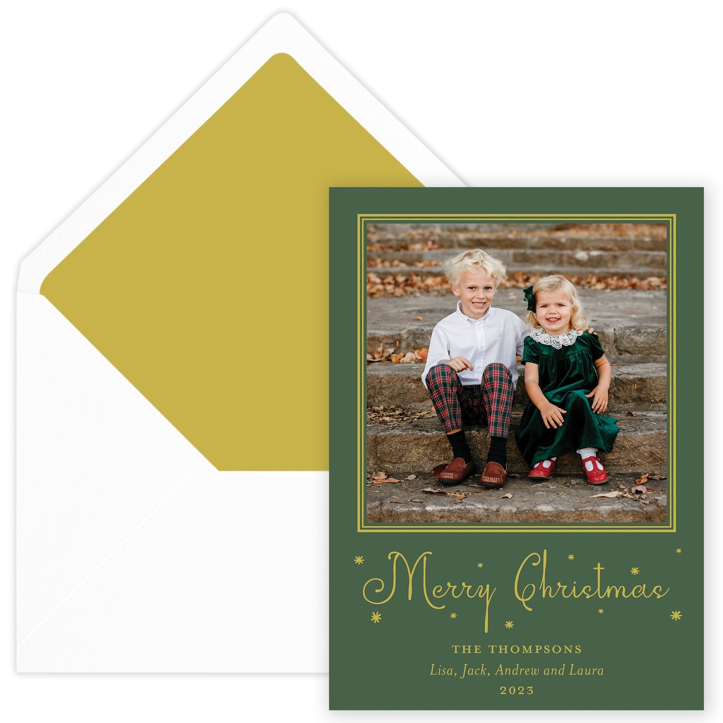 forest merry christmas drip holiday card - themonogram manor 