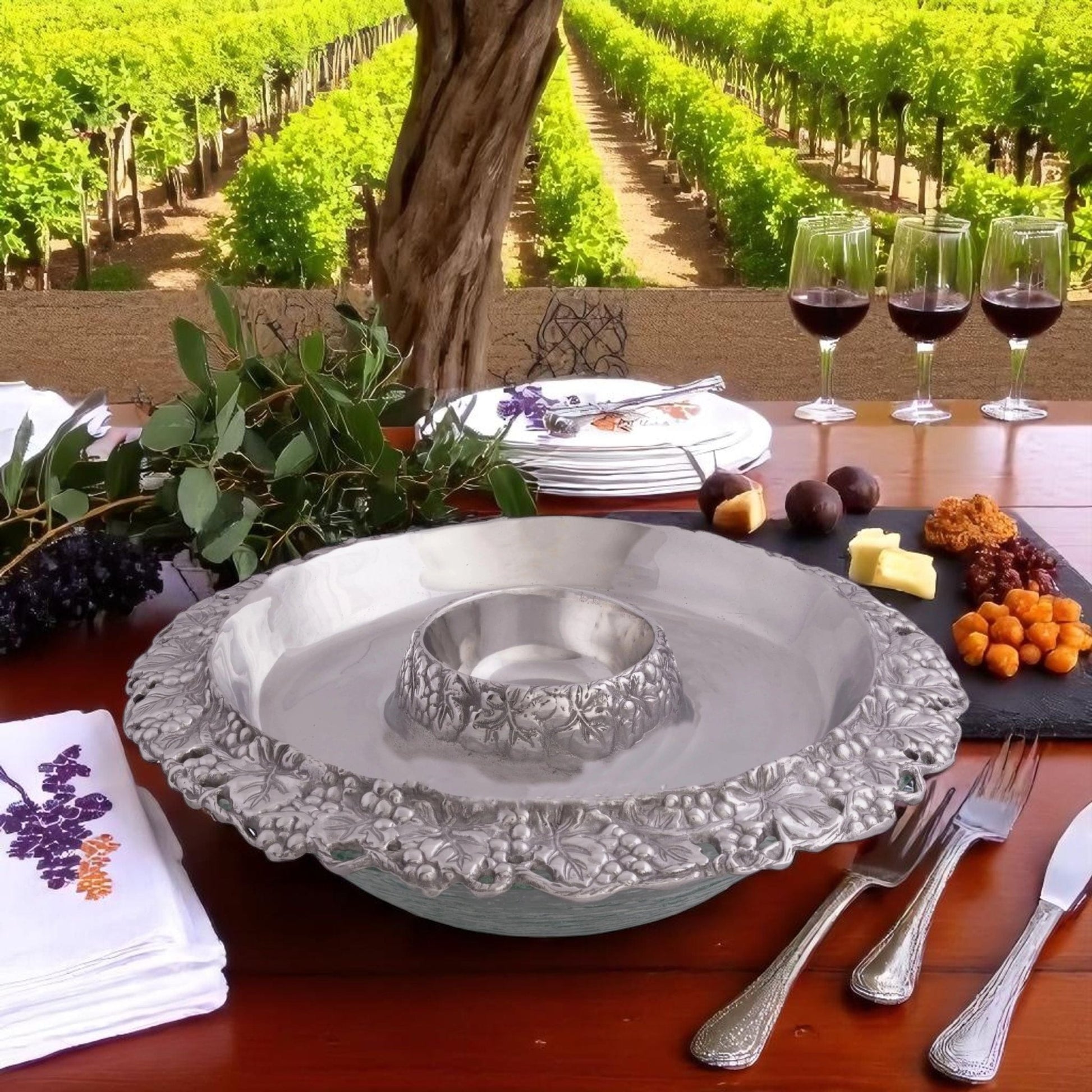Chilling Appetizer and Seafood Serving Bowl - Grape Pattern - themonogram manor 