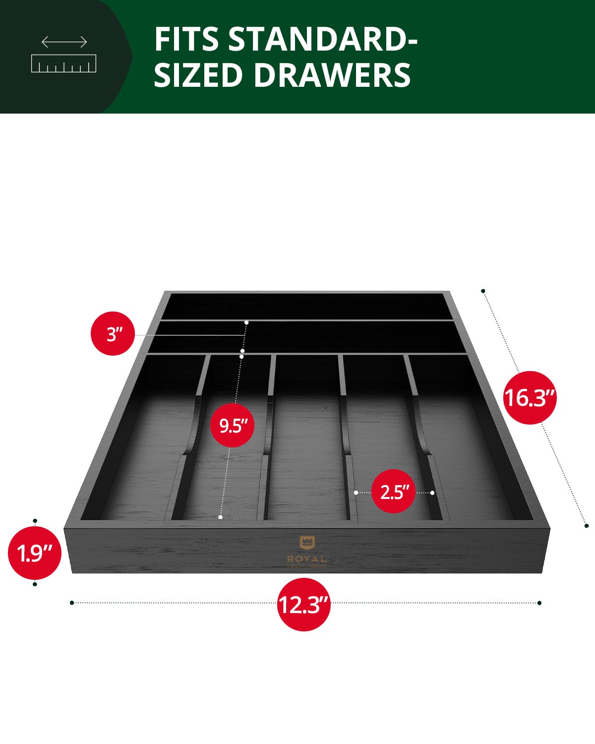 Basic Silverware Drawer Organizer, Black - themonogram manor 