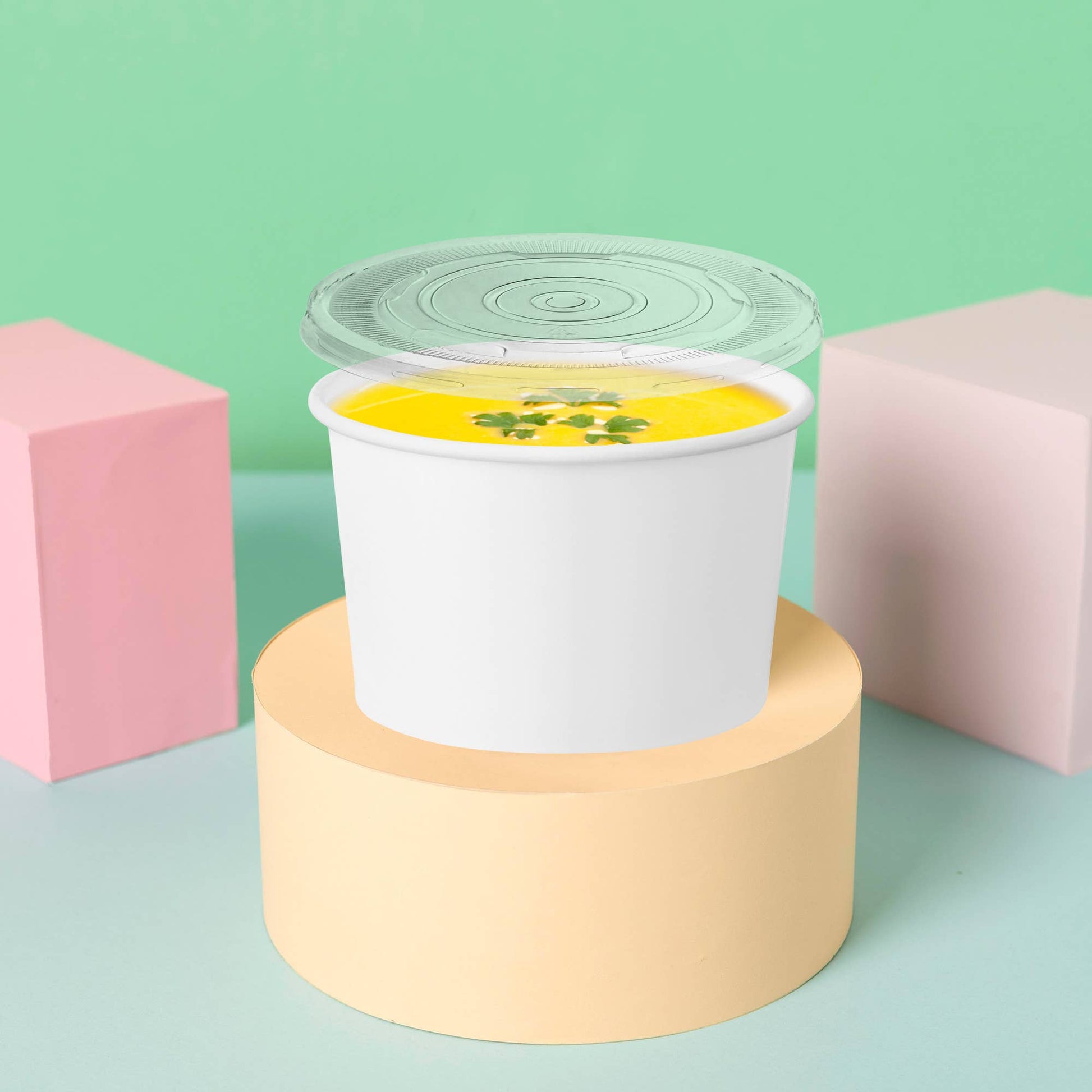 12 oz Squat Paper Soup Cups with Lids - 10 sets - themonogram manor 