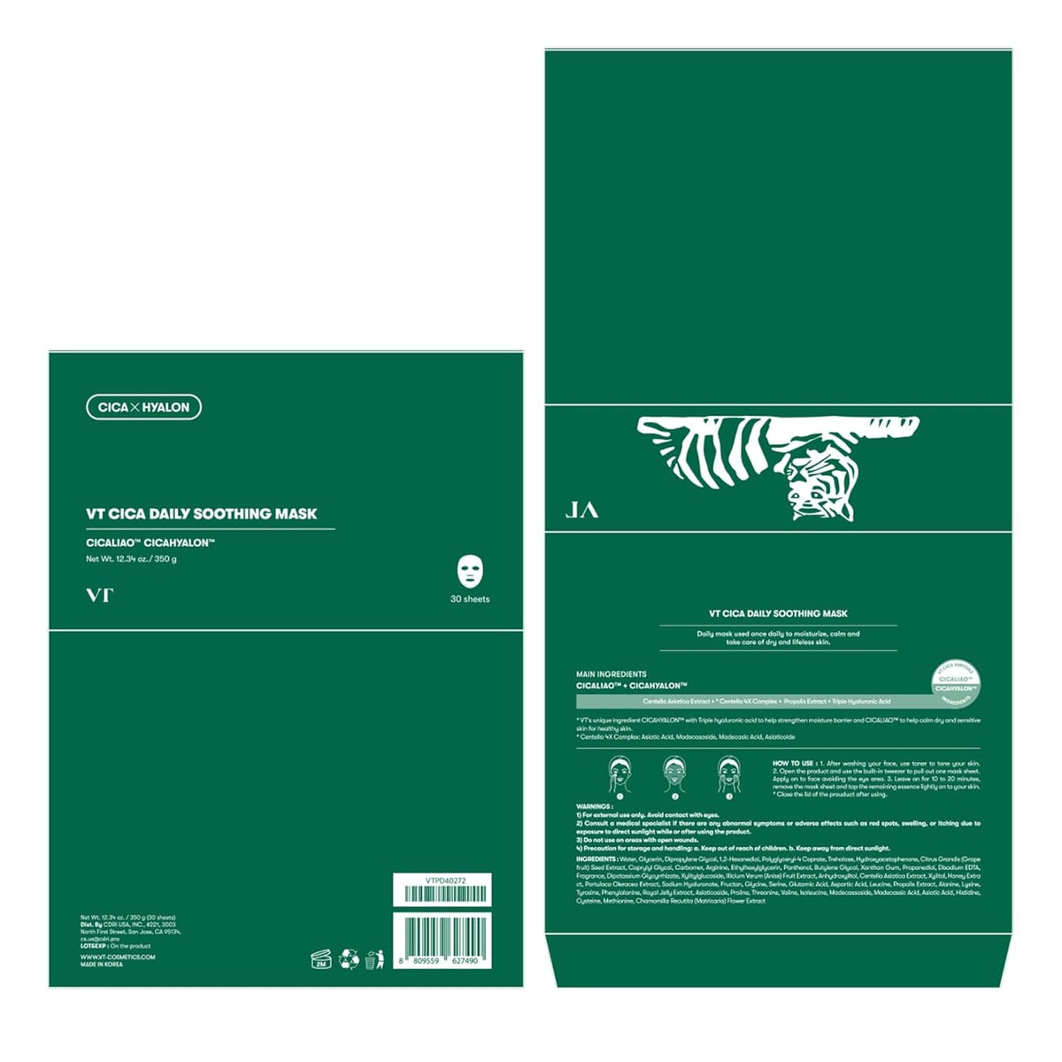 CICA Daily Soothing Mask 30 Sheets, Centella Asiatica & Hyaluronic Acid for Moisturizing & Hydrating, Instant Calm & Glow, Skin Softening Facial Mask, Korean Face Mask - themonogram manor 