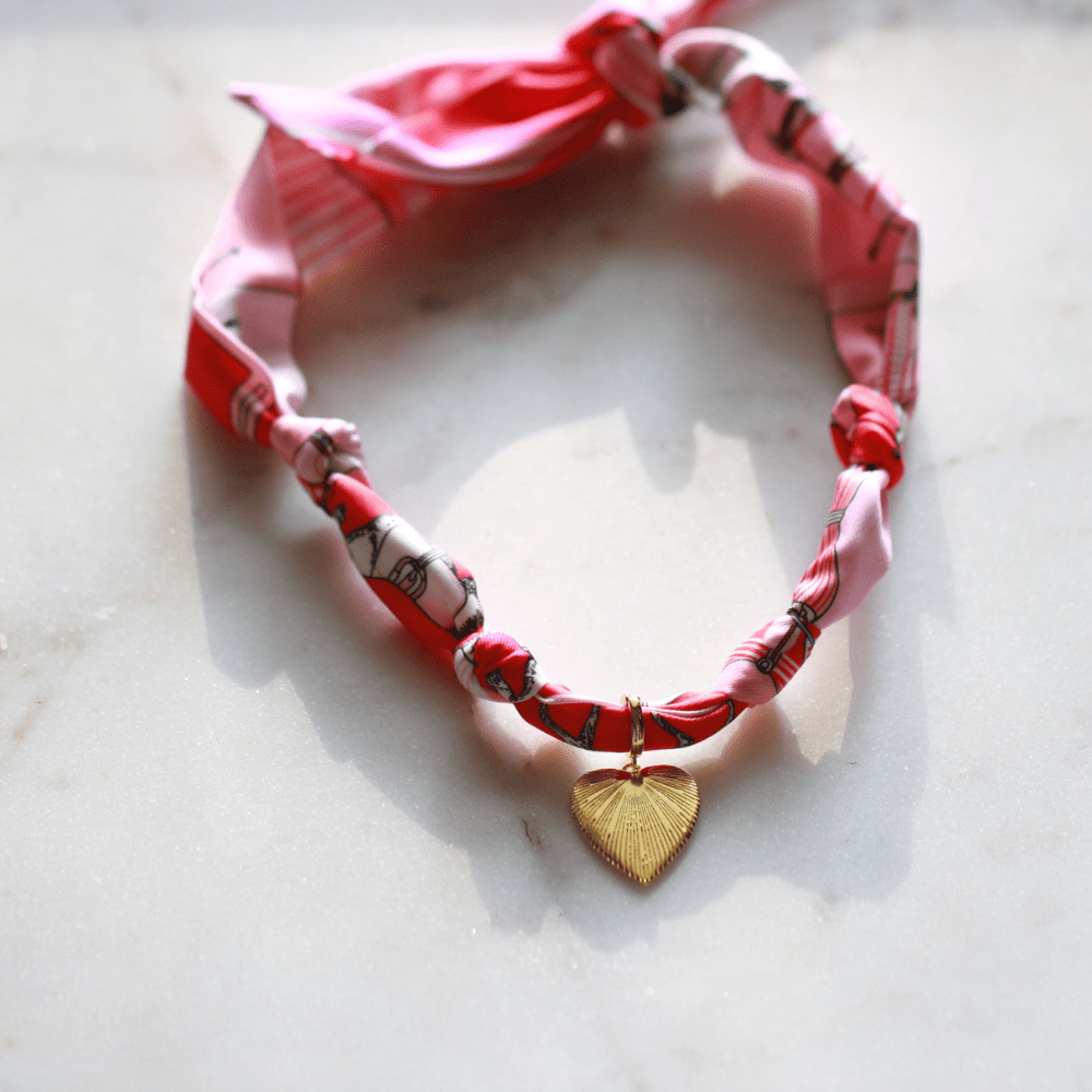 Scarf Necklace ~ Pink Horse Pattern - themonogram manor 