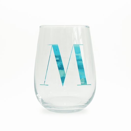 M Monogram Stemless Wine Glass - themonogram manor 