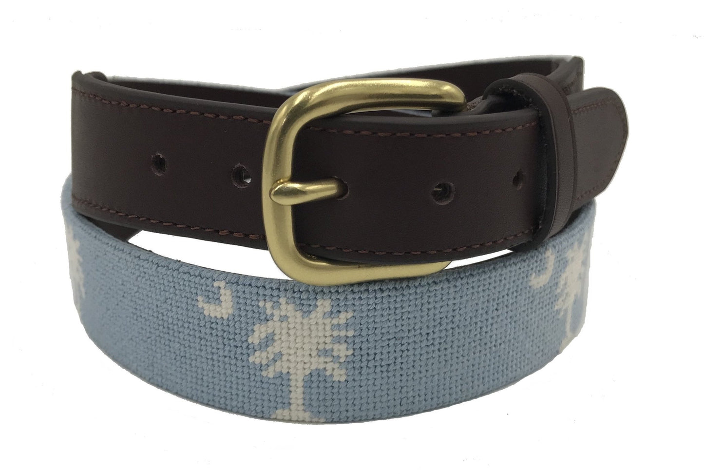 Charleston Belt Carolina Crescent Palmetto Hand - stitched Needlepoint Belt - themonogram manor 