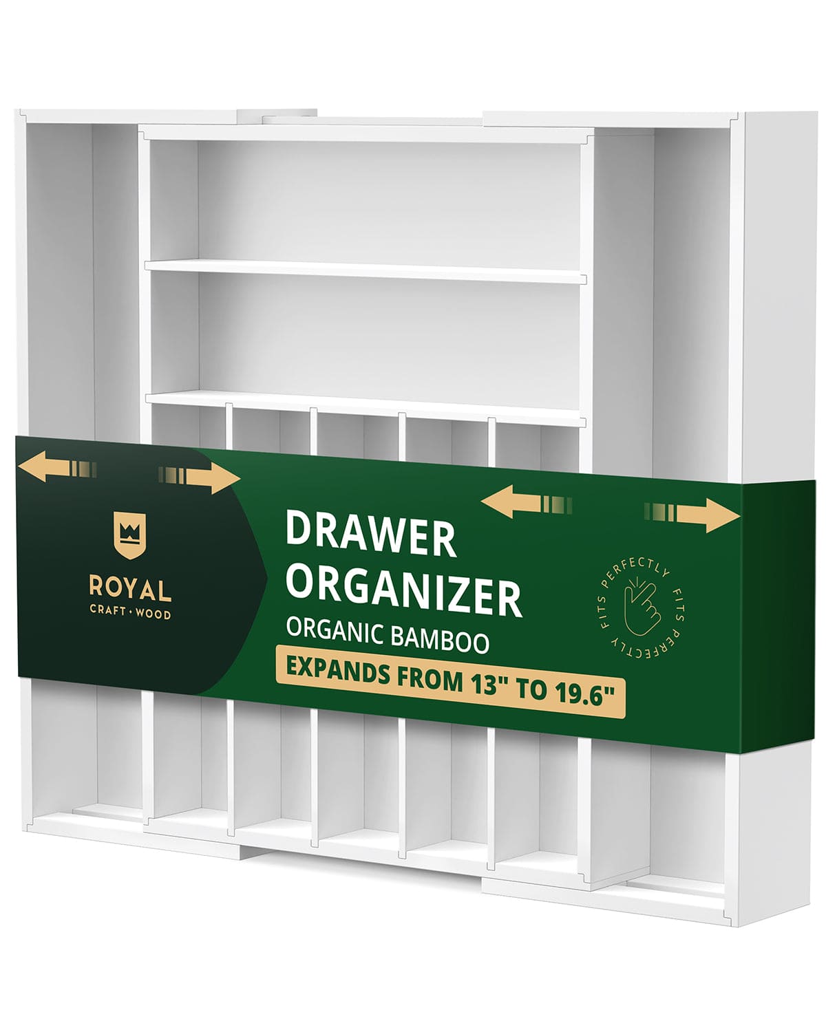 Silverware Drawer Organizer, White (9 Slots) - themonogram manor 