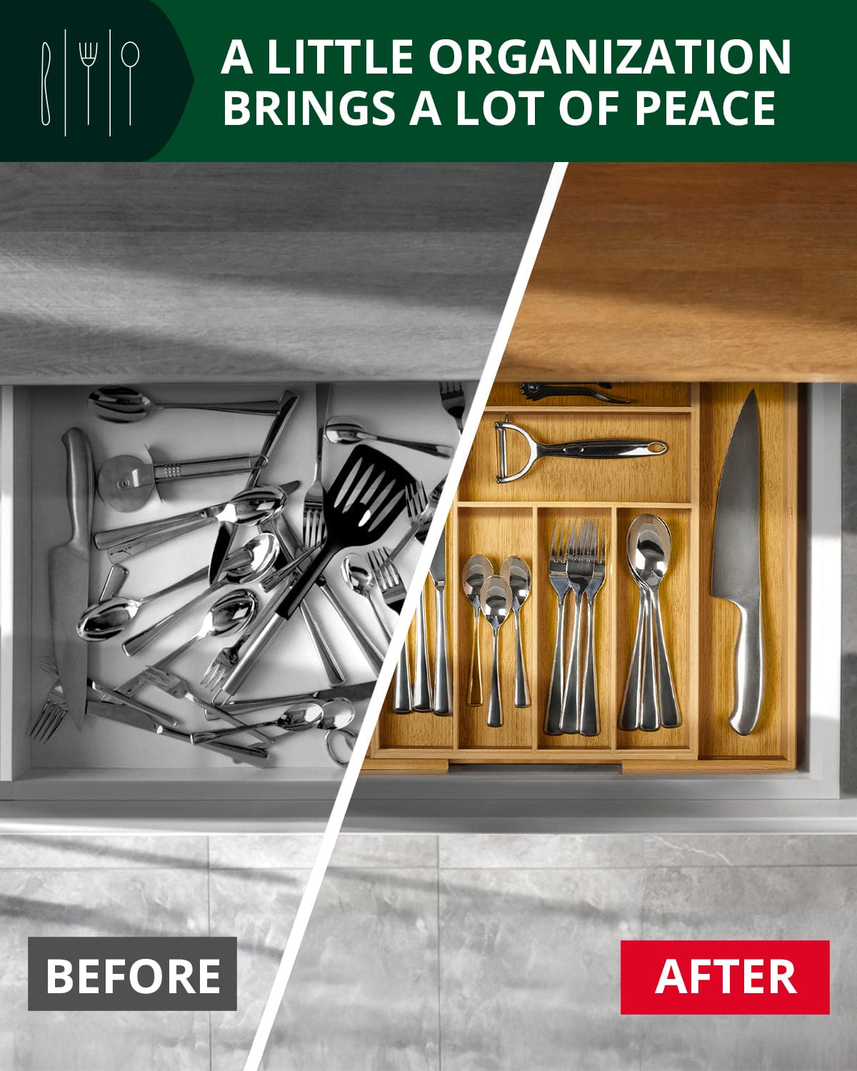 Expandable Silverware Organizer (8 Slots) - themonogram manor 