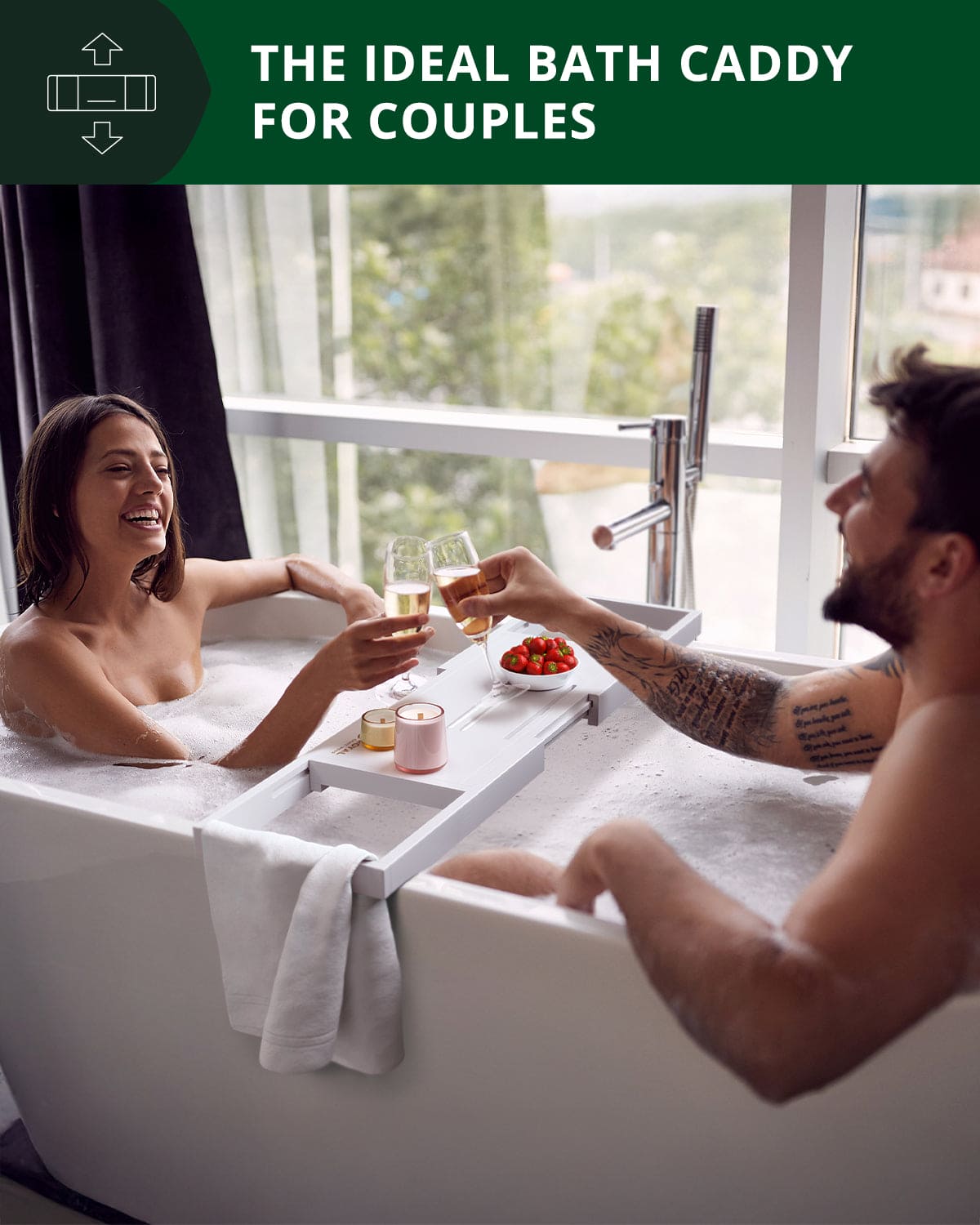 Bathtub Caddy Tray Lite, White - themonogram manor 