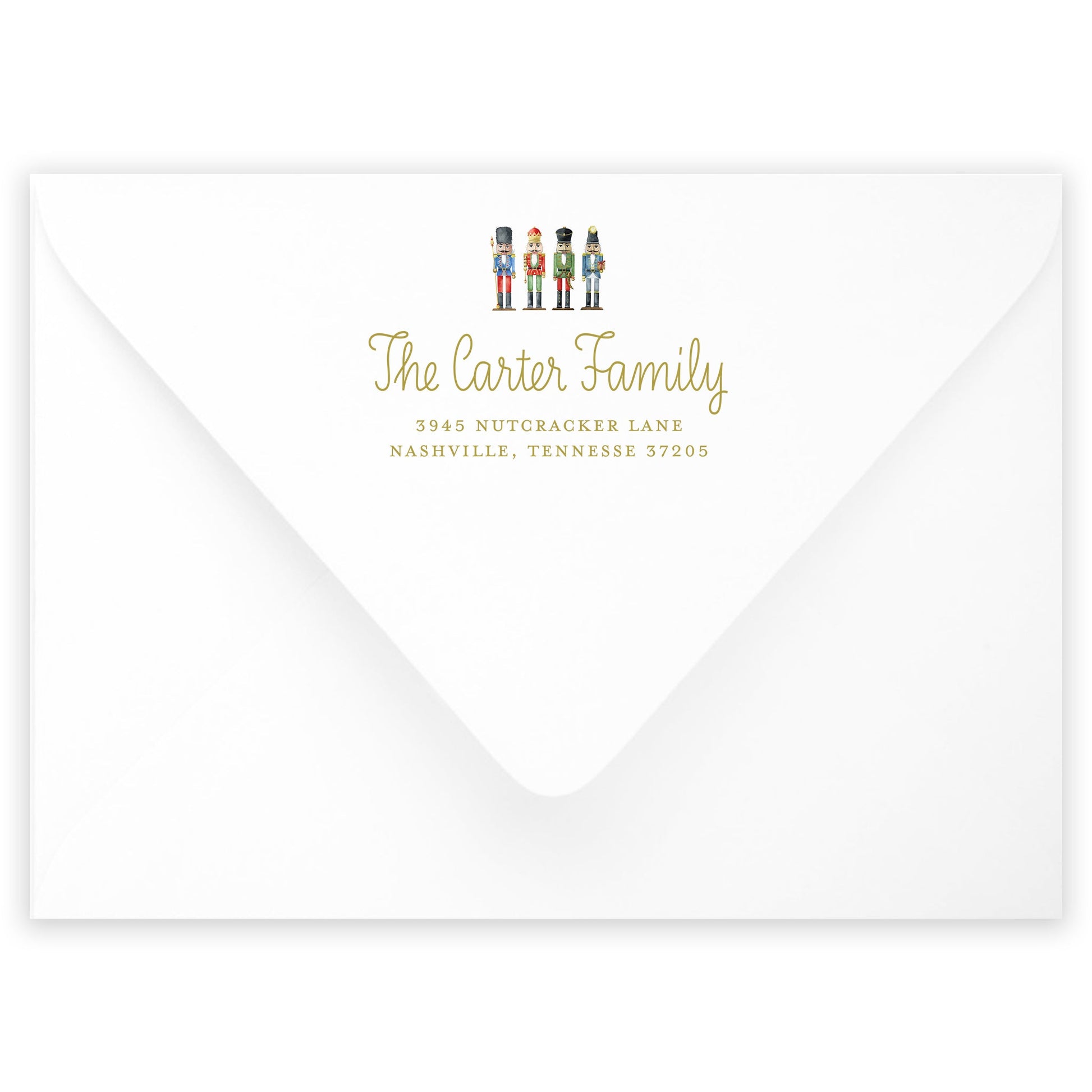 nutcracker plaid border landscape christmas card - themonogram manor 