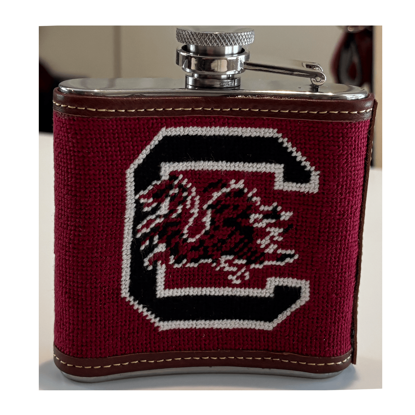 USC Gamecocks Hand - stitched Needlepoint Flask - themonogram manor 
