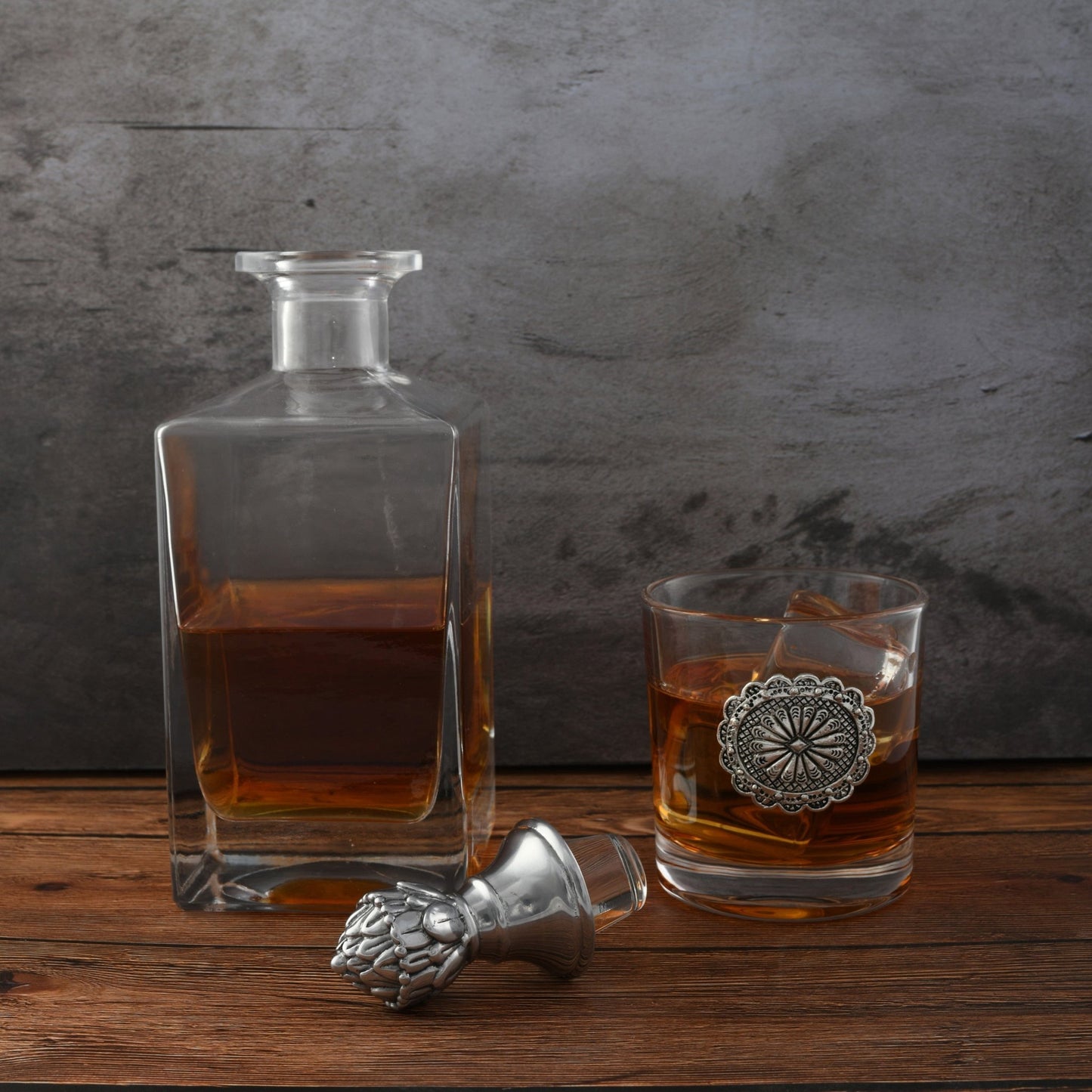 Western Concho Decanter Set with Glasses - themonogram manor 