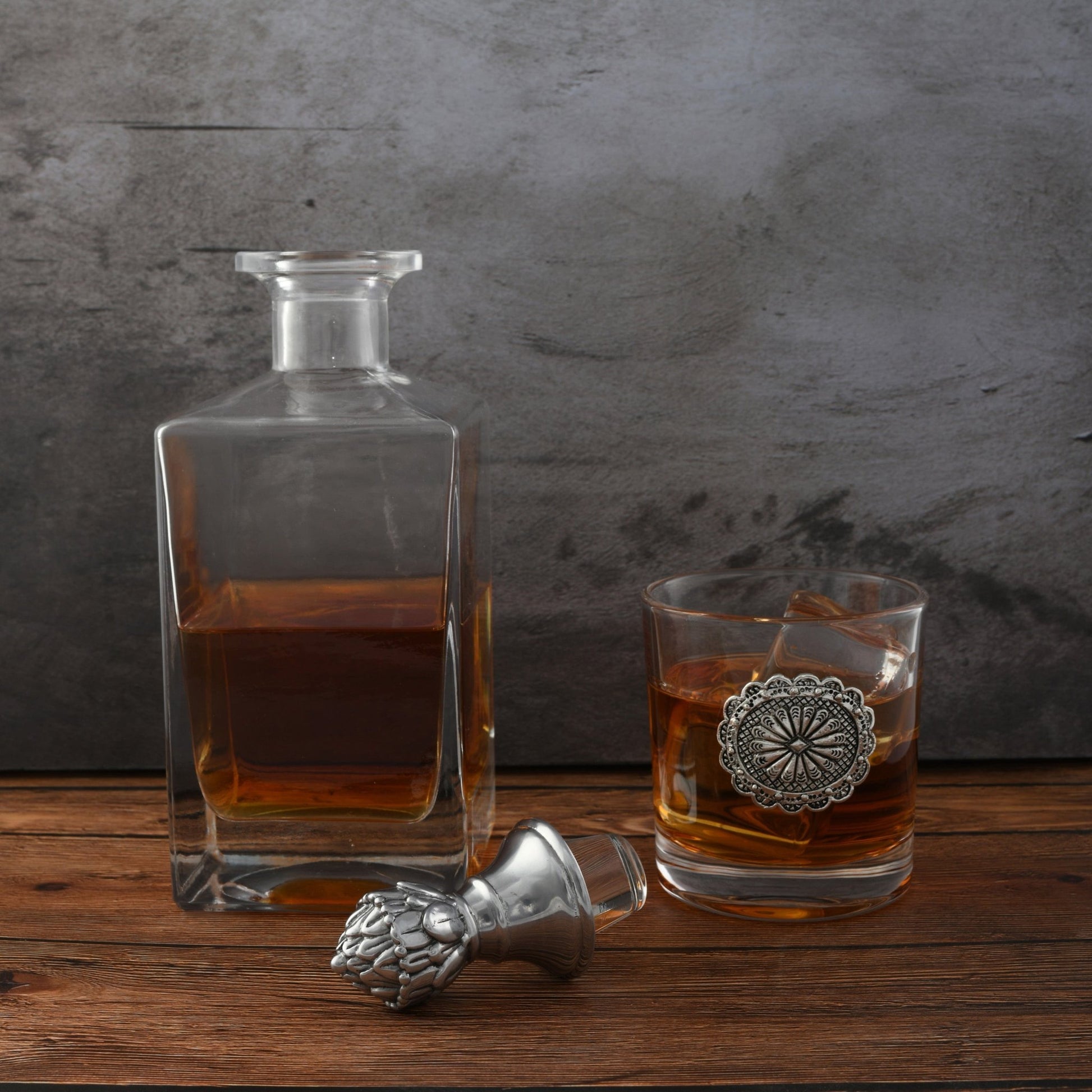 Western Concho Decanter Set with Glasses - themonogram manor 
