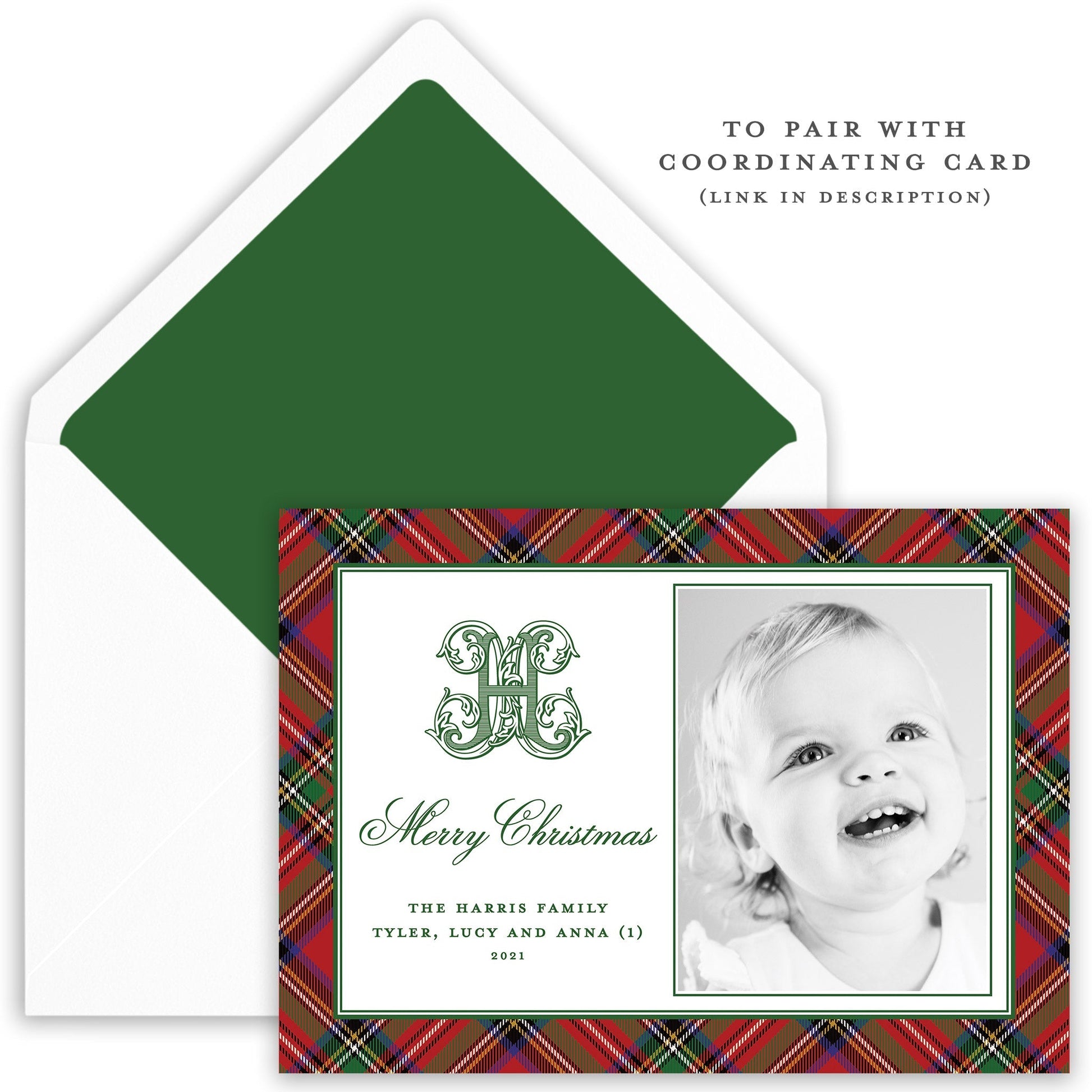 christmas tartan landscape holiday card - themonogram manor 