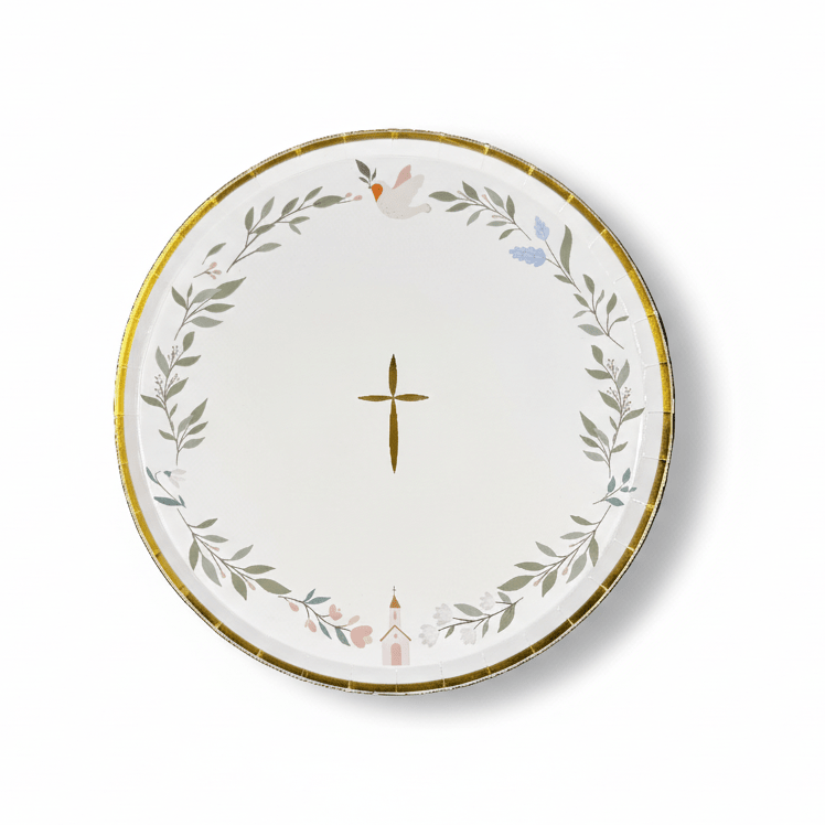 Religious Eucalyptus Dessert Plates 8" (Set of 8) - themonogram manor 