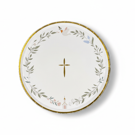 Religious Eucalyptus Dessert Plates 8" (Set of 8) - themonogram manor 
