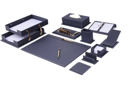 MOOG Luxury Desk Set - 14 Accessories - Gray - 14 PCS - themonogram manor 
