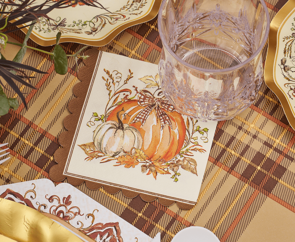 Turkey & Gourds Cocktail Napkins/26pk - themonogram manor 