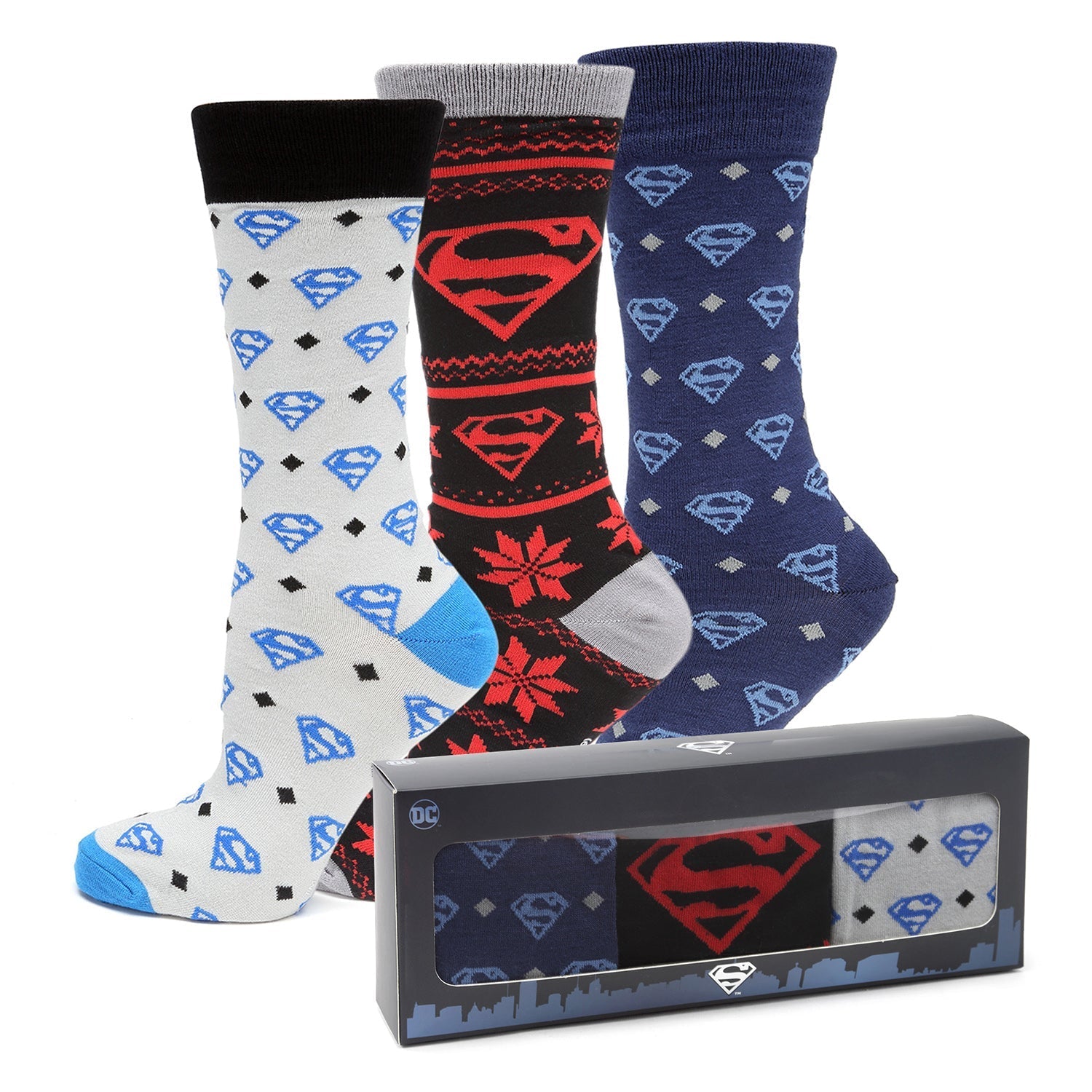 DC Superman 3 Pair Sock Gift Set - themonogram manor 